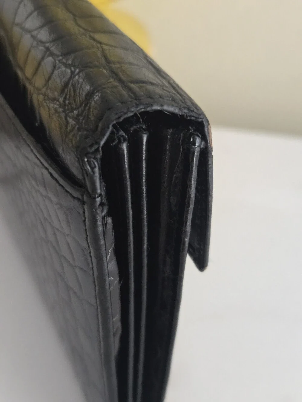 Vintage Gianni Versace Black Croc-Embossed Leather Long Wallet Clutch